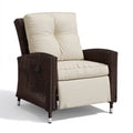 Rozkładany fotel ogrodowy z technorattanu PE ciemnobrązowy/kremowy, 82 × 90 × 102 cm