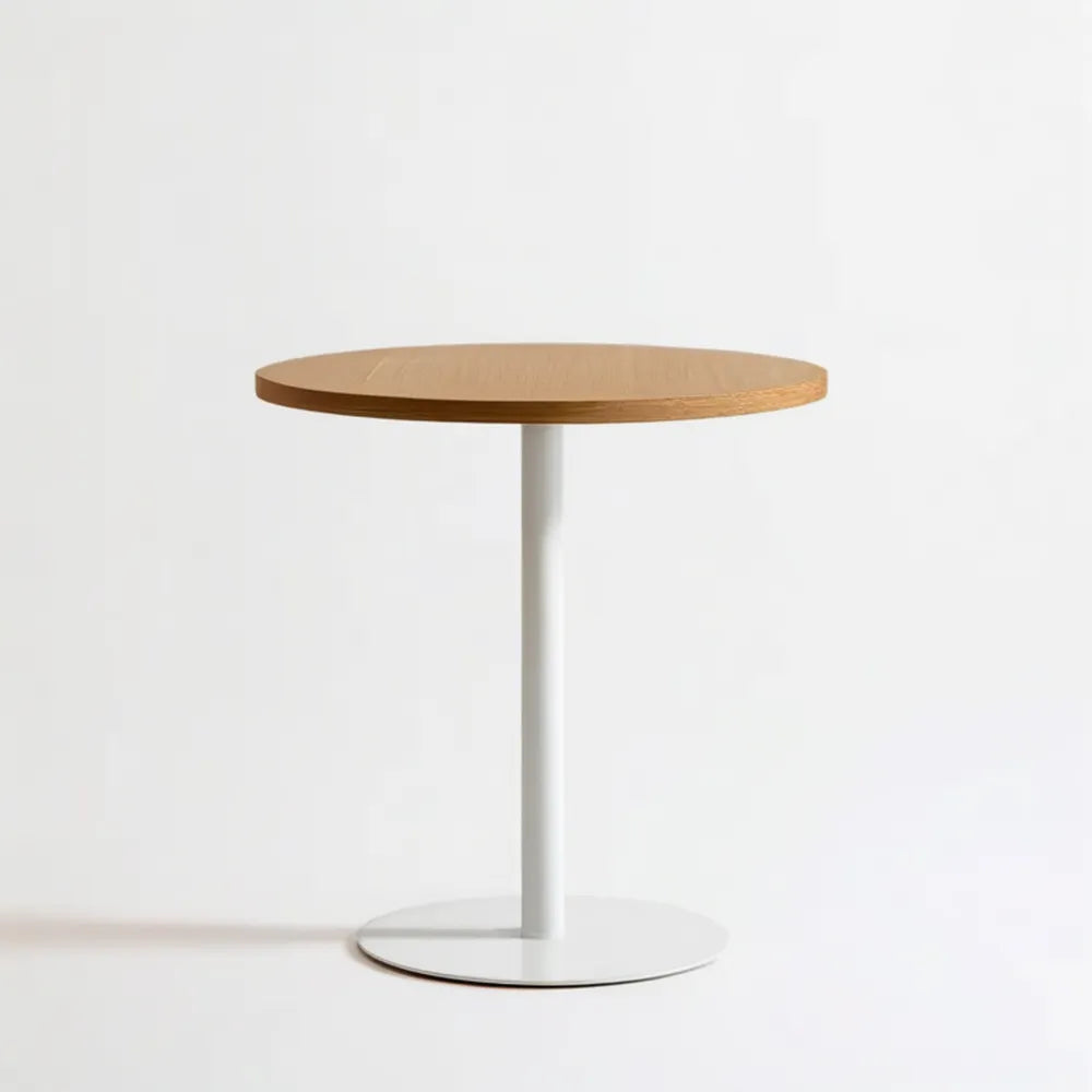 Okrągły stół z blatem MDF w okleinie dębowej, naturalny dąb/biały, Ø80 × 75 cm