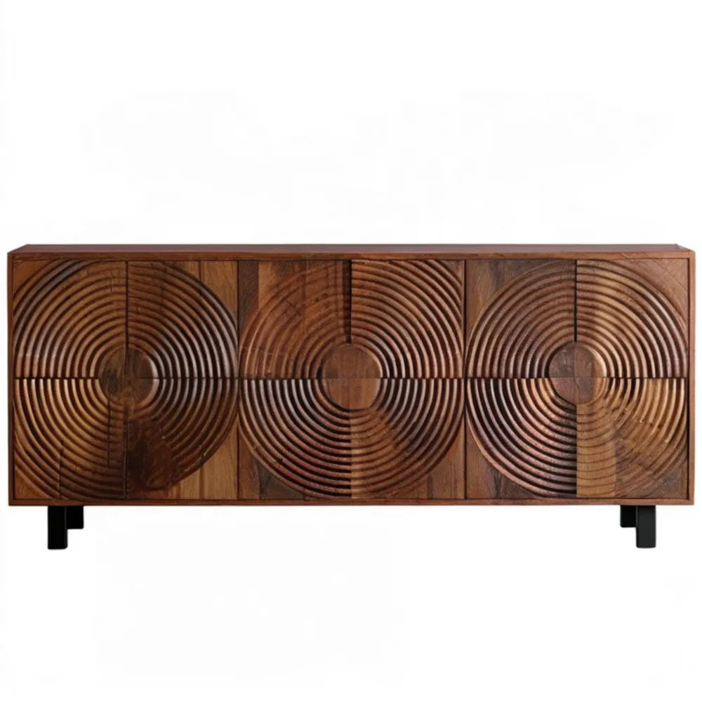 Kredens z litego drewna mango, brązowo-czarny, 180 x 45 x 80 cm