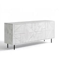 Kredens MDF w białym marmurze z czarnymi nogami 180 x 40 x 75 cm