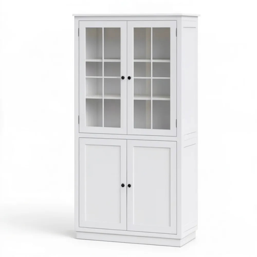 Biały kredens MDF ze szkłem, 80 × 40 × 180 cm
